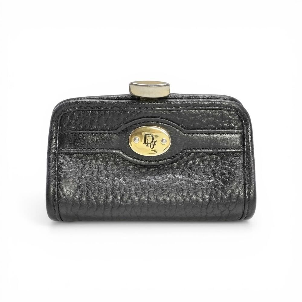 Christian Dior Vintage Black Cannage Kisslock Coin Purse